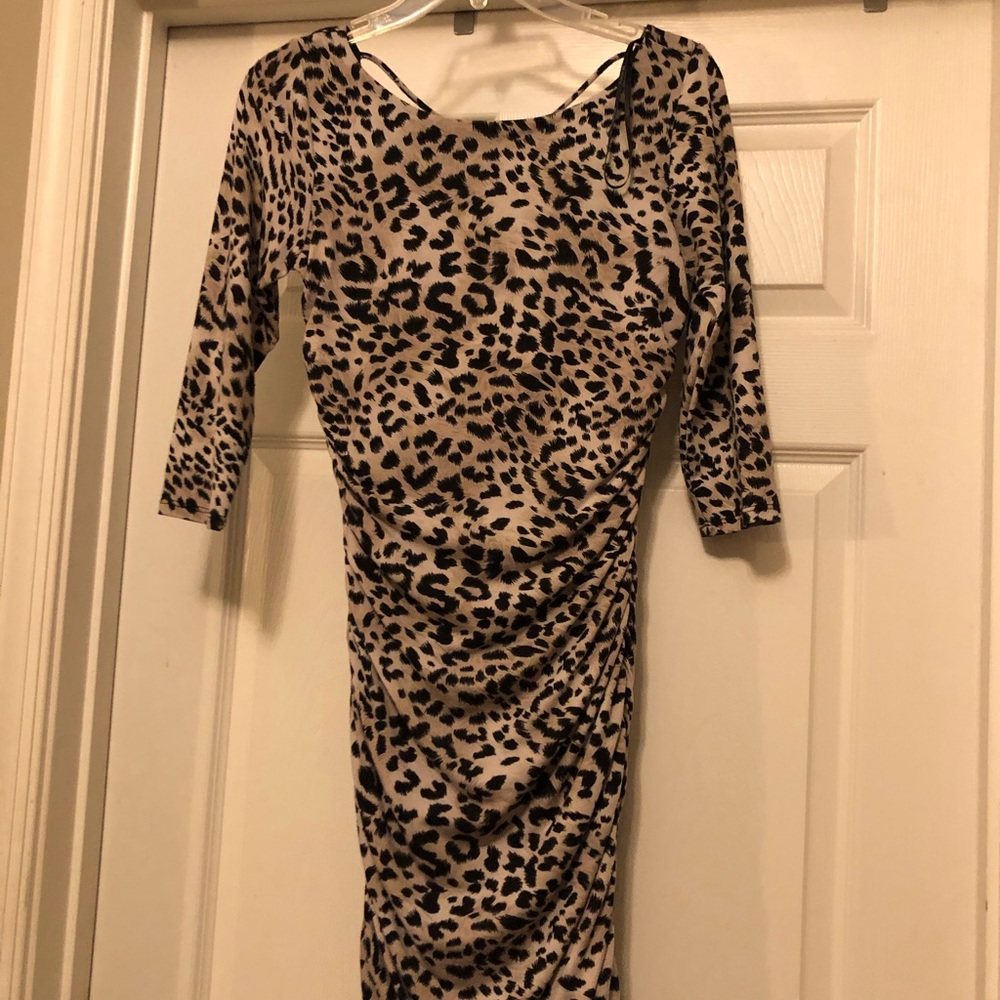 Leopard print long sleeve dress